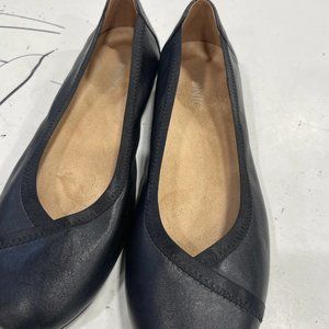Vionic caroll women's black leather slip on ballet flats shoes size 8